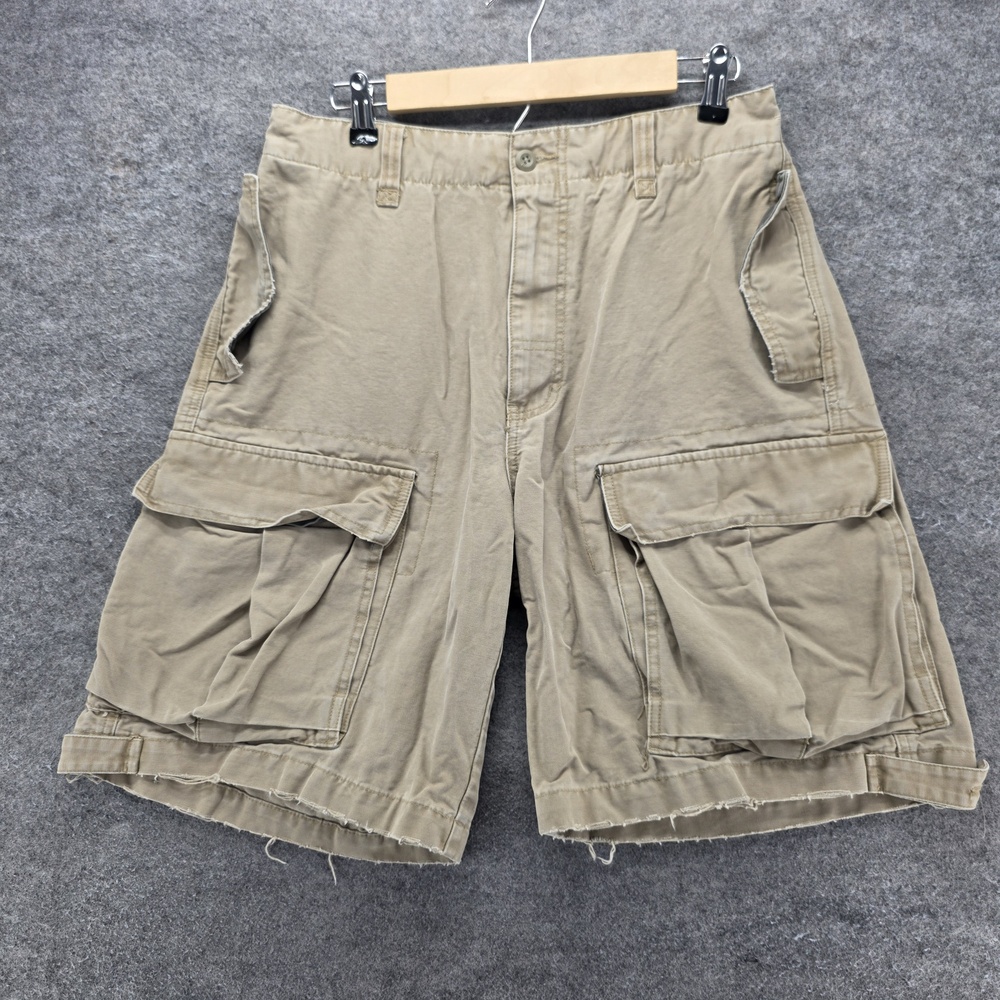 American Eagle Outfitters Cargo Shorts Mens 30 Beige Canvas Relaxed 12 Inseam